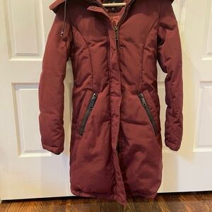 Women's Burgundy Hooded Coat